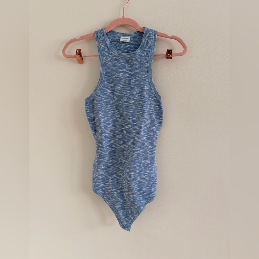 Abercrombie & Fitch Blue Heathered Ribbed Tank Bodysuit